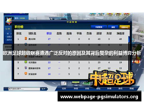 欧洲足球超级联赛遭遇广泛反对的原因及其背后复杂的利益博弈分析